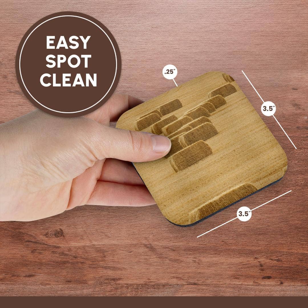 3dRose - Wholesale Coasters - 3dRose, Usa, Montana, near Drummond. Bales of hay in a field., Coaster13