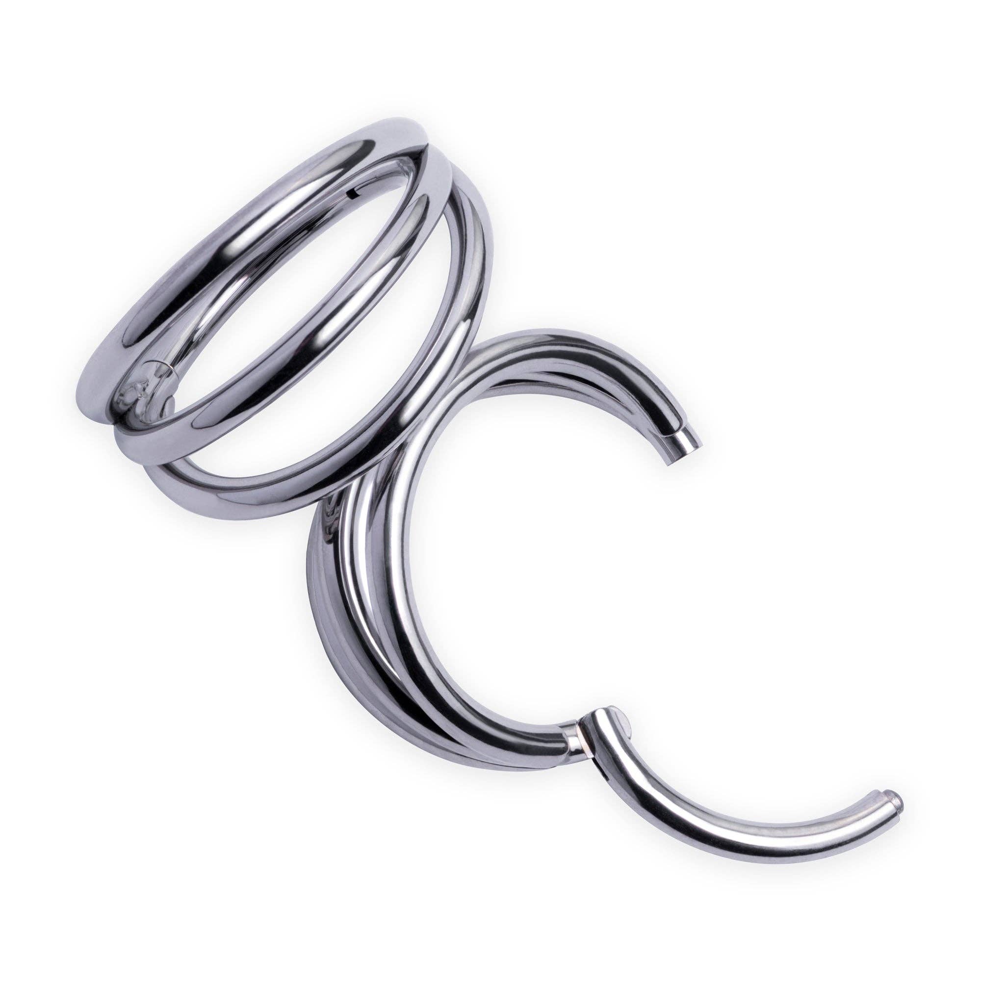 Custom Plugs – wholesale Nose ring – Titanium Hinged Open Stacked Septum Ring 1.2mm Gauge in Silver1