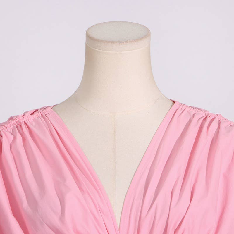 Branco SY185 Elegante Vestido Longo com Colagem Floral com Decote em V e Cintura Alta para venda a revendedores na Faire12