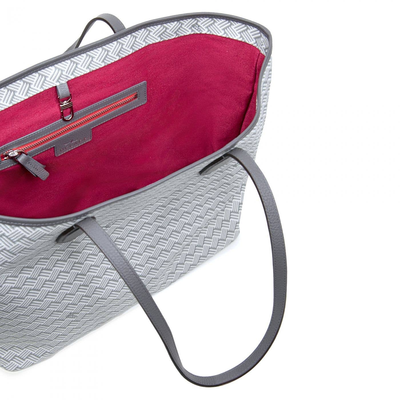 Delage - Wholesale Tote Bag - Women's - Lulu MM White Canvas & Grey Leather2