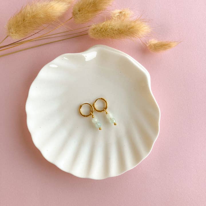 Tiny aquamarine gold earrings for wholesale by Mystic Jewelry