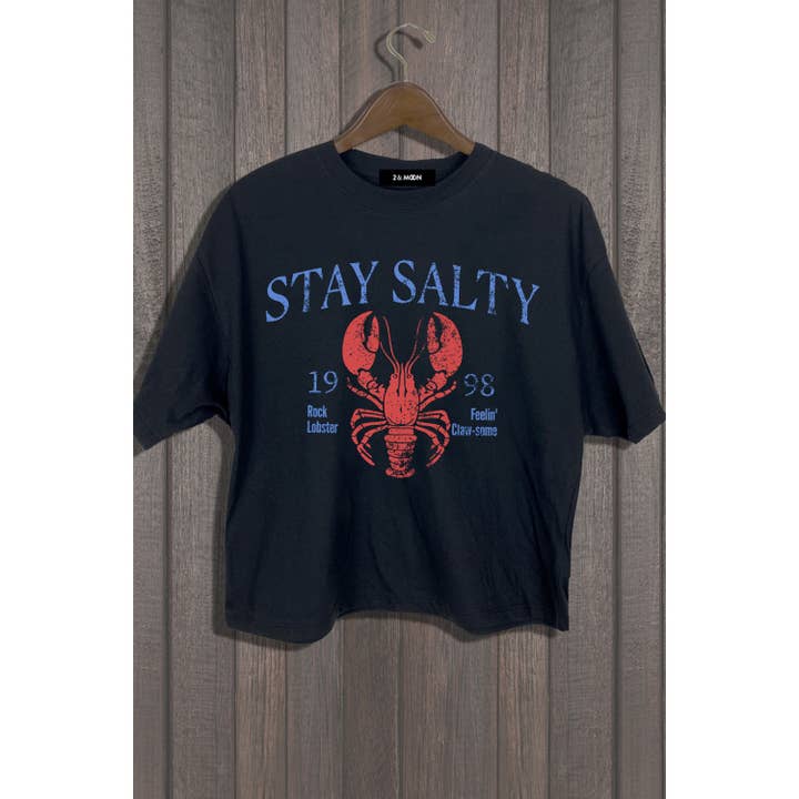 MINEB - Wholesale Screen Printed T-Shirt - Women's - STAY SALTY VINTAGE LOBSTER GRAPHIC TEE