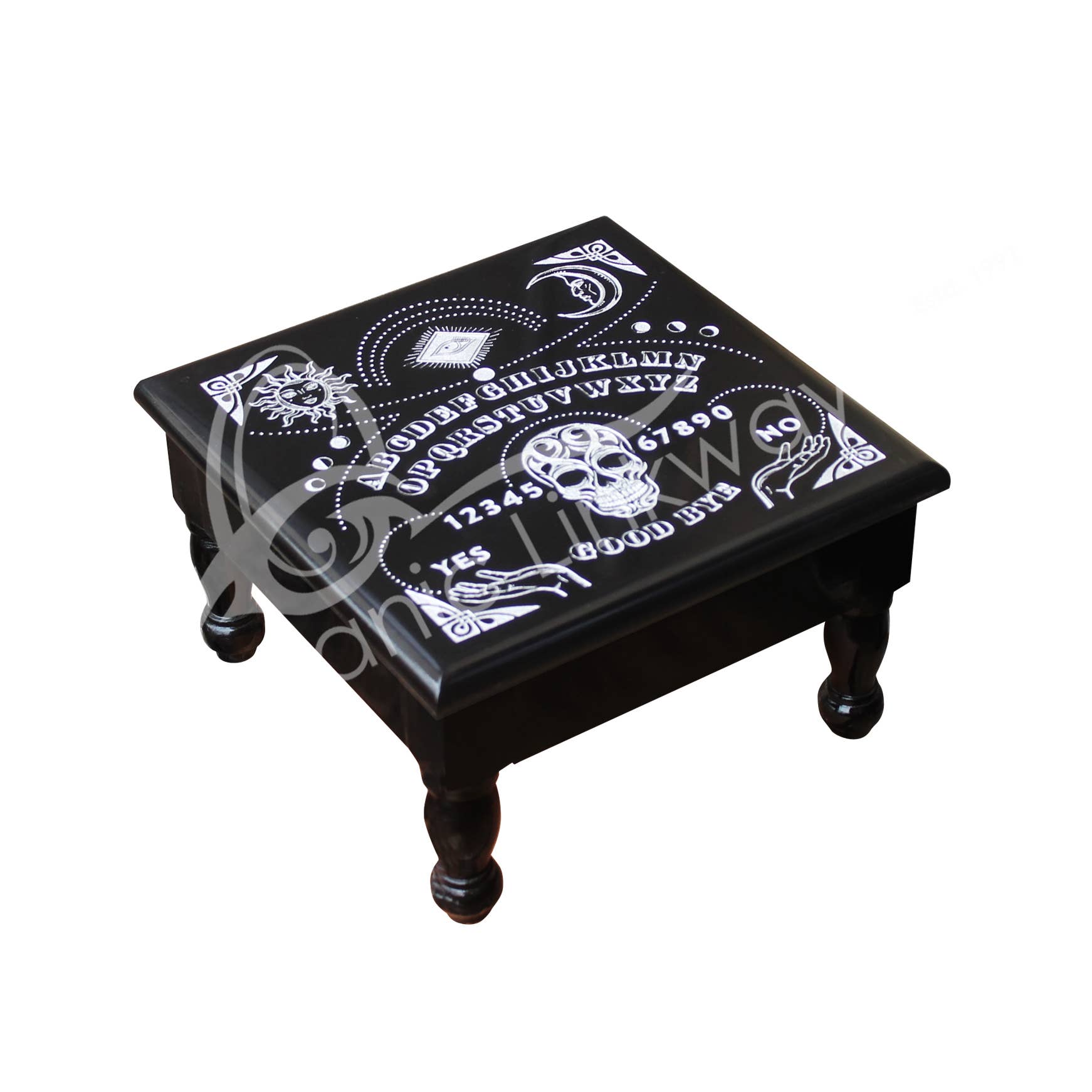 Oceanic Linkways Inc - Wholesale Spiritual Stone/Crystal - (PC)ALTAR TABLE - WOOD OUIJA BOARD WITH DRAWER 12 X 6"H1