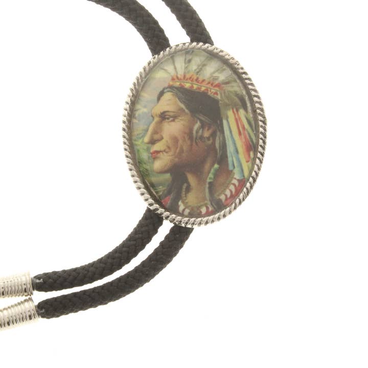 HHH Designs - Wholesale Woven Necklace - Vintage Resin Photo Bolo ties , Black cord silver tips