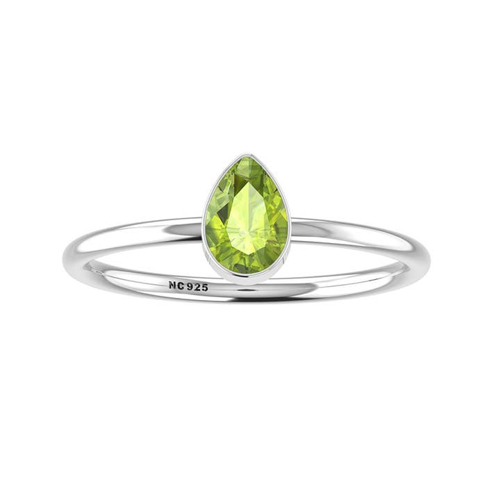 Nature Crafts - Wholesale Ring met een steen/solitaire ring - Stapelbare ringen van natuurlijke peridot voor dames in sterling zilver2