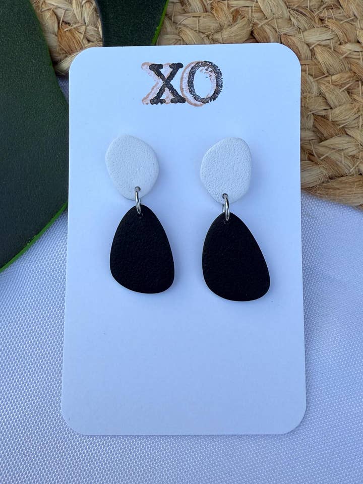 Simple Casual Handmade Polymer Clay Earrings Black & White for wholesale by XO Lex Tucker
