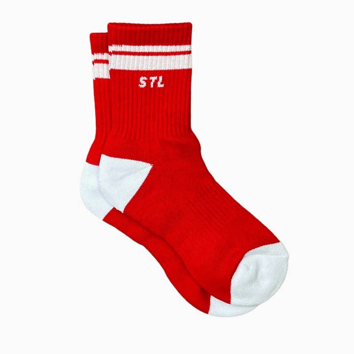 City Socks - St. Louis Crew Socks - Red with White for wholesale by Carly Rae Studio