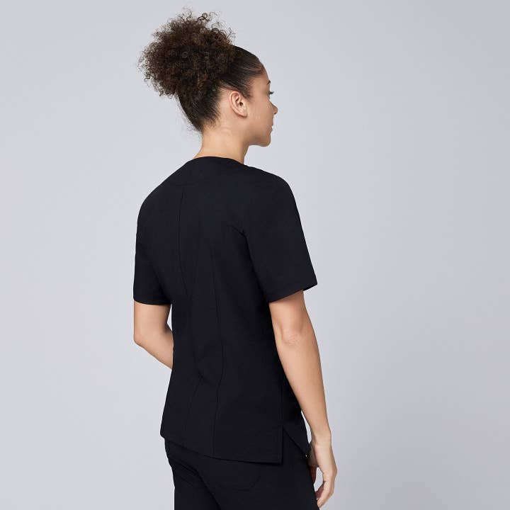 eco black Zenir | W-Quarter Zipper Scrub Top for wholesale on Faire3