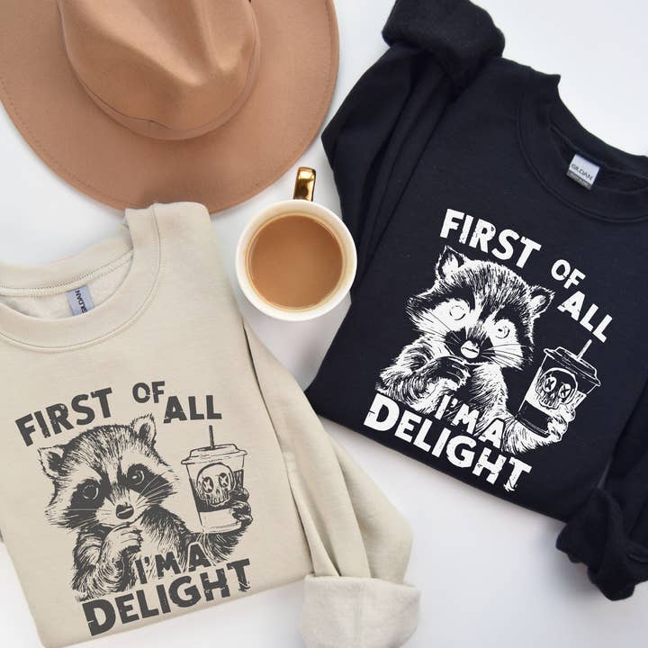 CMD Wholesale - Wholesale Graphic Sweatshirt - Unisex - I'm A Delight Racoon Sweatshirt0