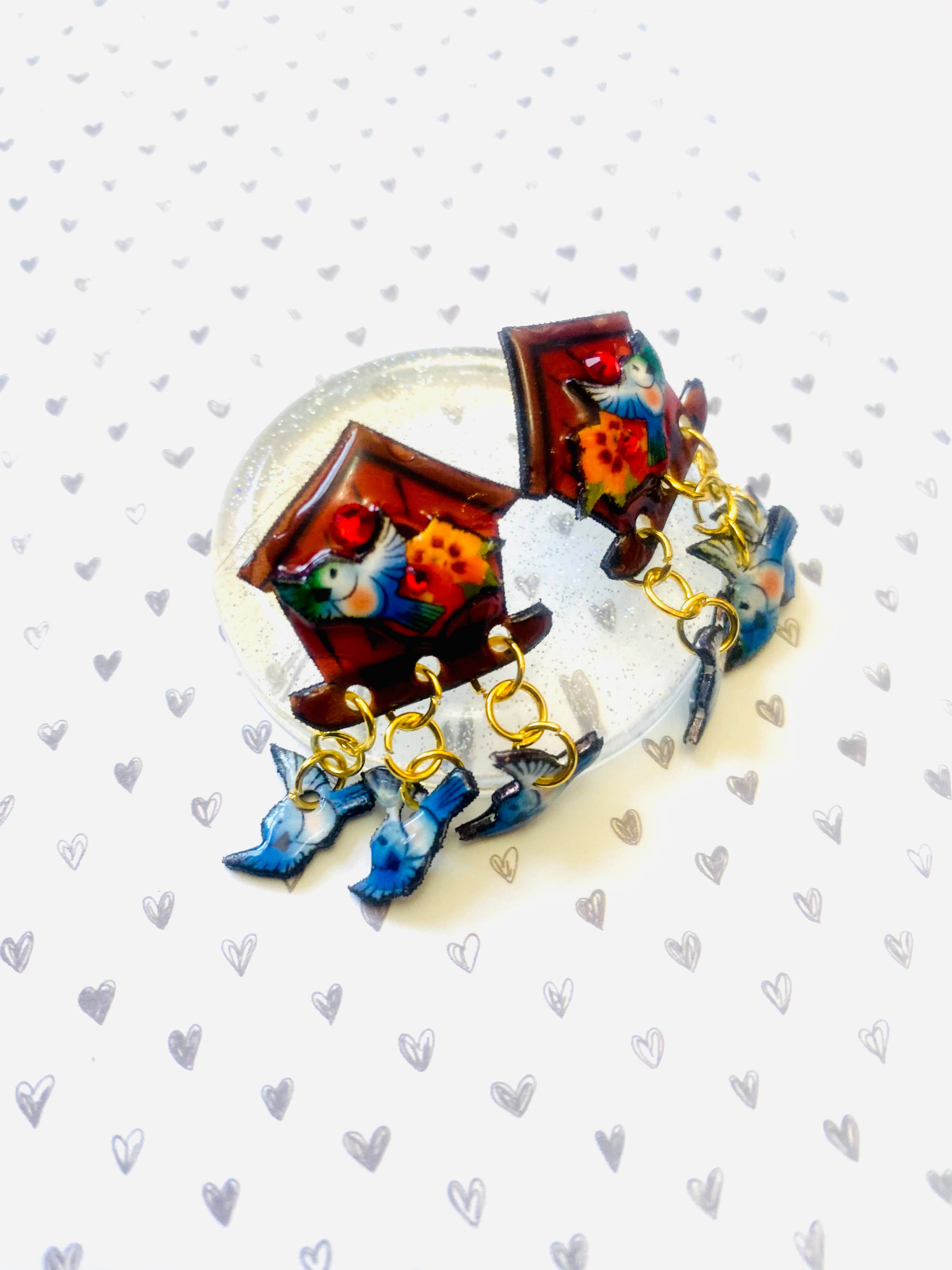 Rosie Rose Parker - Wholesale Dangle Earrings - retro bird house earring cluster earrings for women summer 4