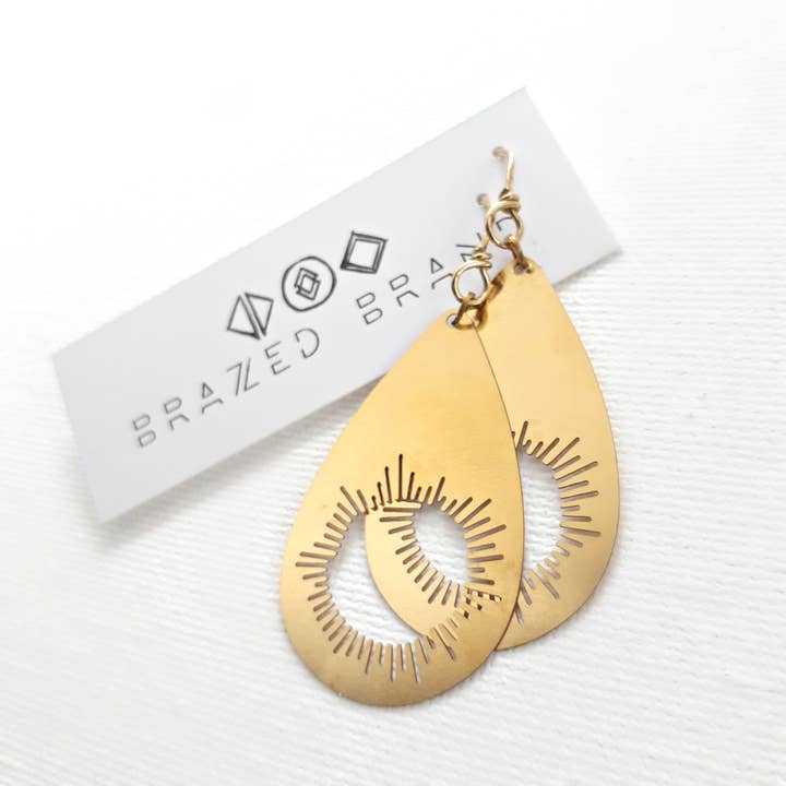 Rose and Della - Wholesale Dangle Earrings - Cutout Sunburst Brass Earrings3