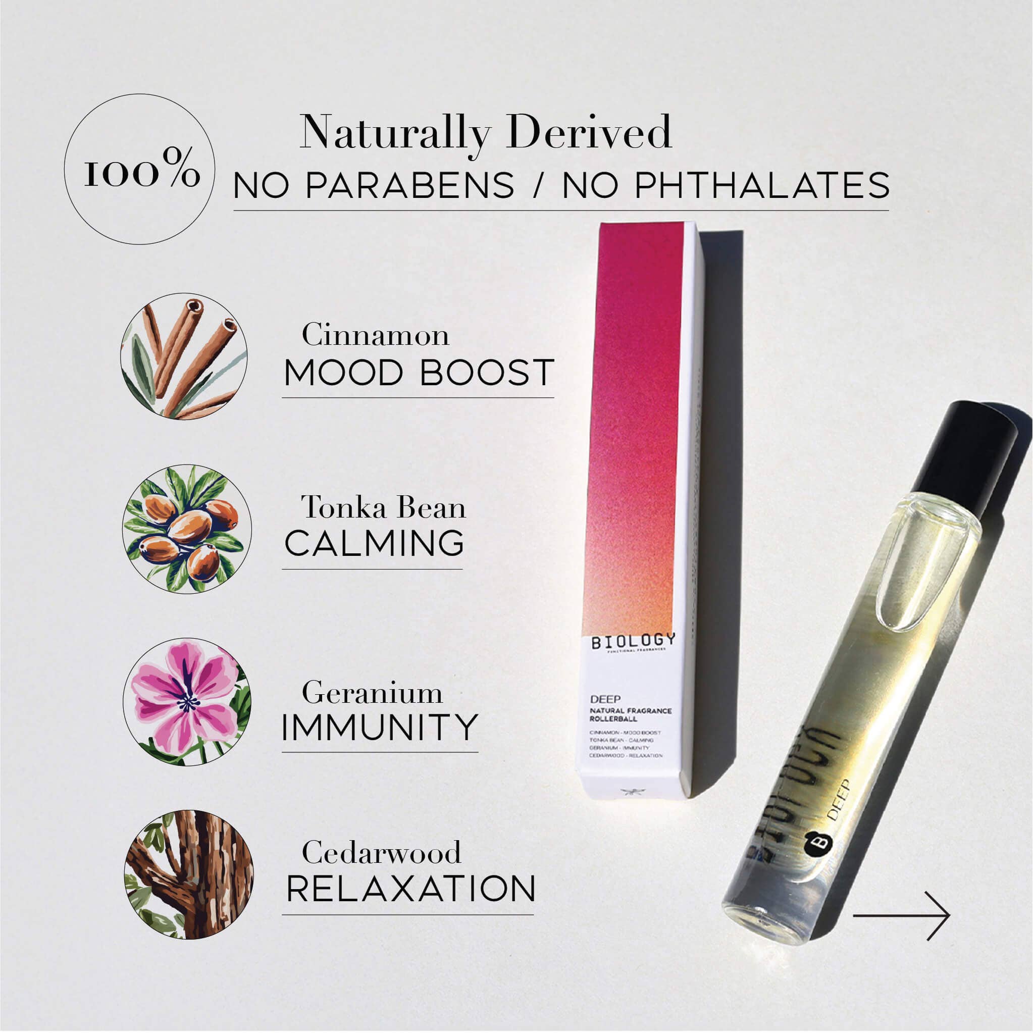 Biology Functional Fragrances - Wholesale Roll-On Fragrance - DEEP – Cinnamon Geranium | Natural Rollerball Fragrance Oil1