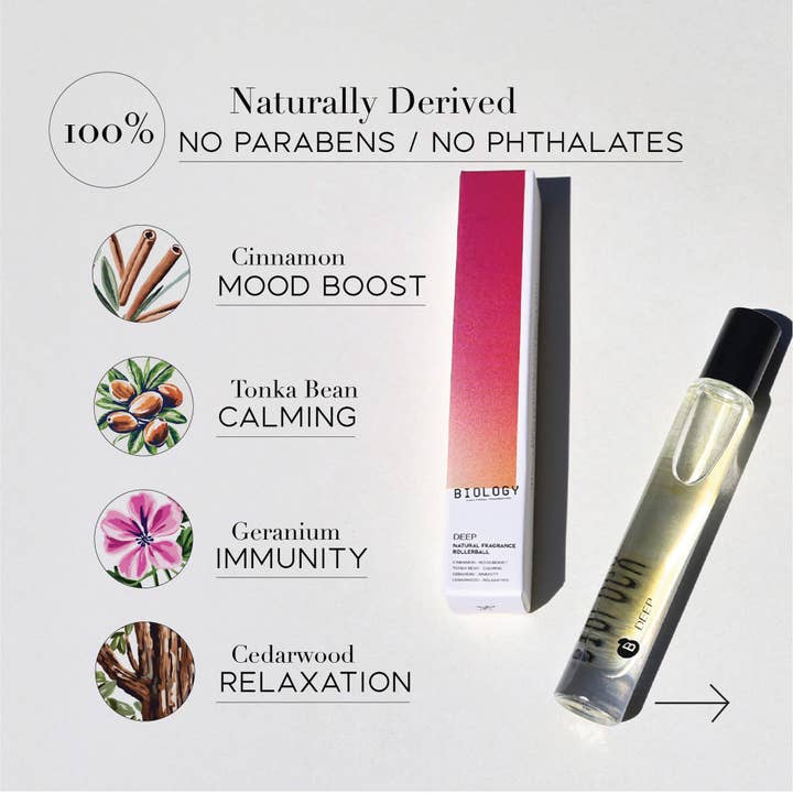 Biology Functional Fragrances - Wholesale Roll-On Fragrance - DEEP – Cinnamon Geranium | Natural Rollerball Fragrance Oil1