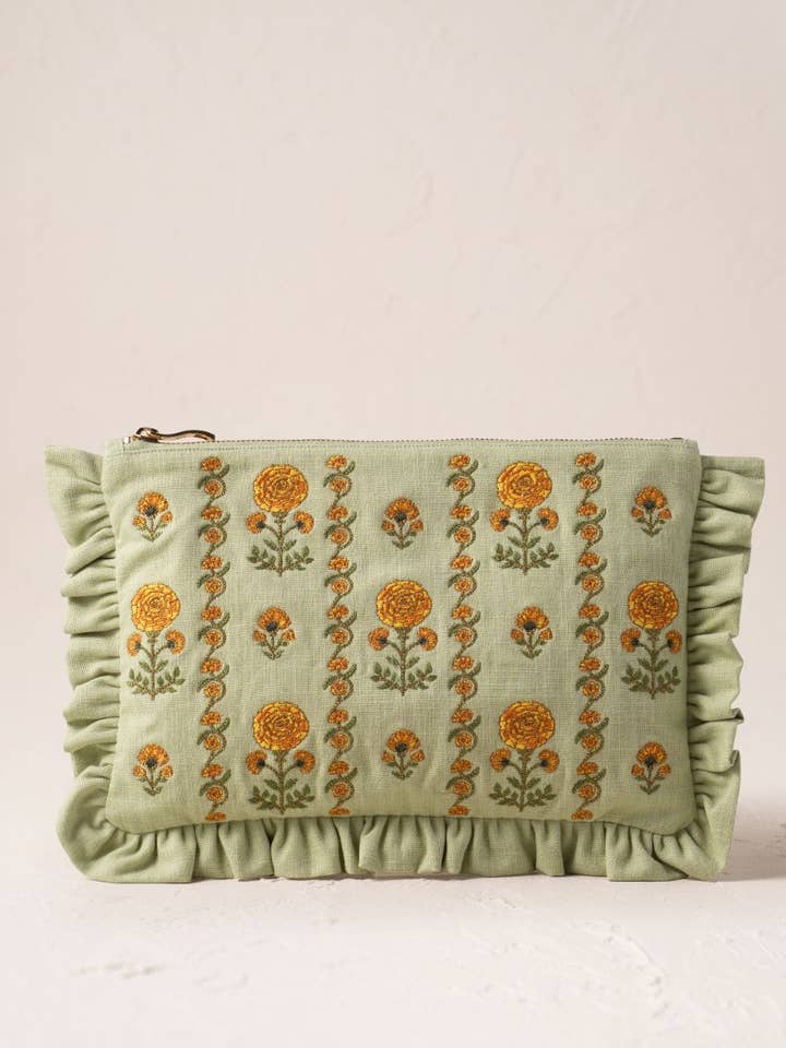 Marigolds Frill Pouch for wholesale by Elizabeth Scarlett Ltd