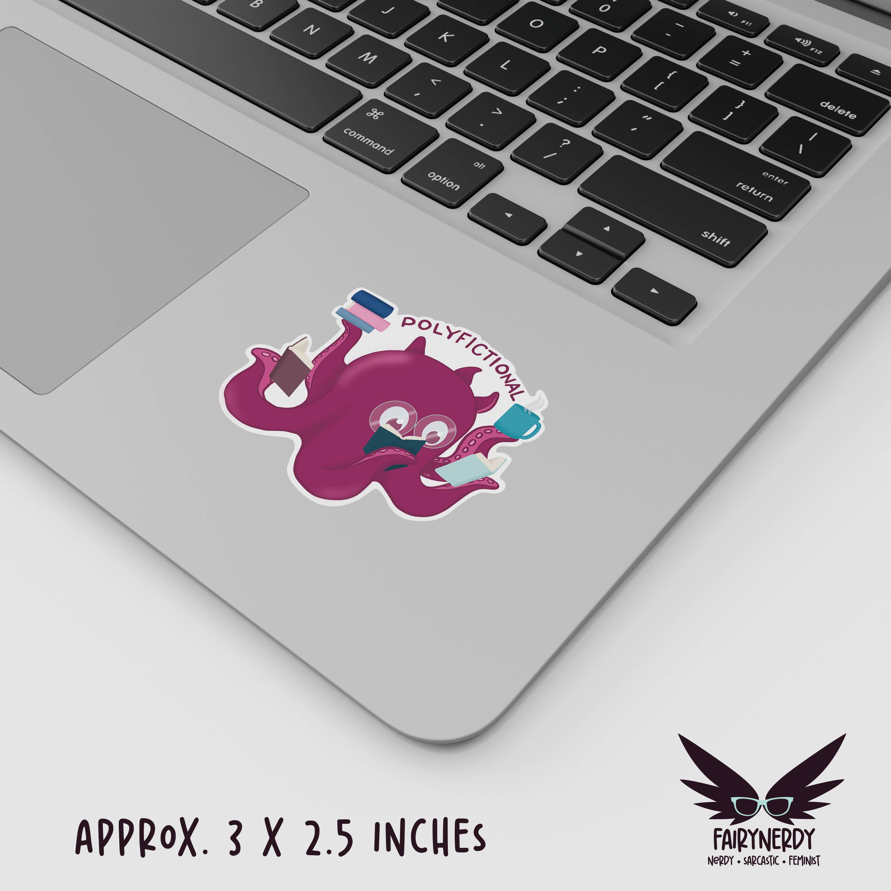 FairyNerdy - Wholesale Sticker - Funny Reading Octopus, Multiple Book Reader Vinyl Sticker1