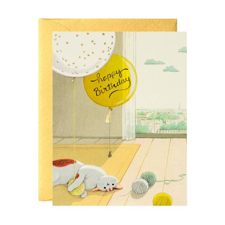 JooJoo Paper - Wholesale Birthday Card - Cat and Yarns Birthday Greeting Card