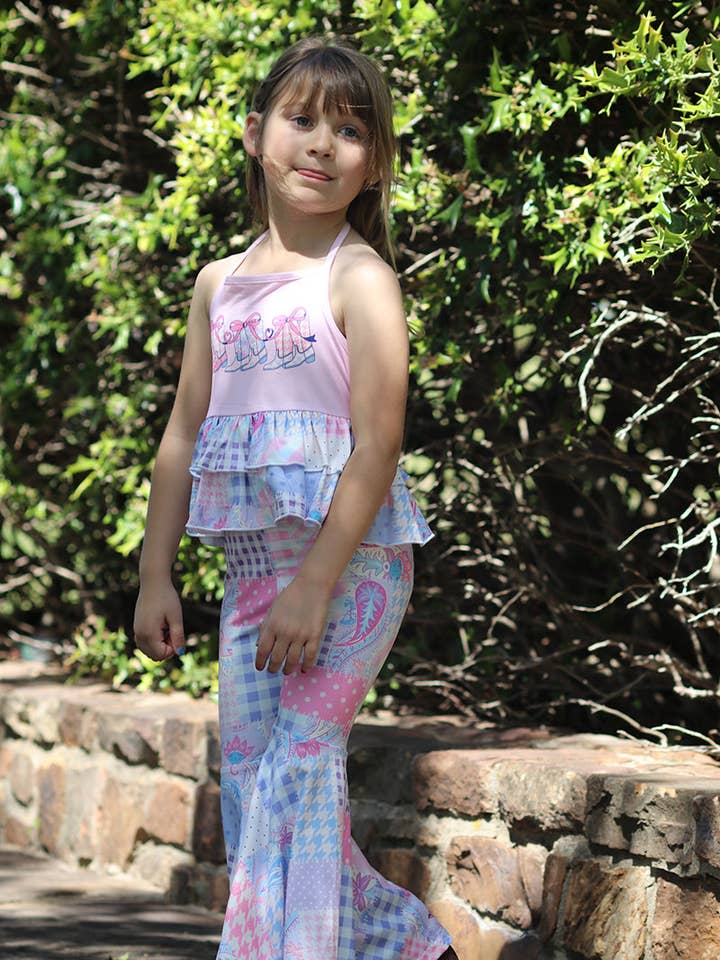 Kids Charm Online - Wholesale Top & Pant Set - Kids - Girls western patchy set. OFG50608 JEAN9