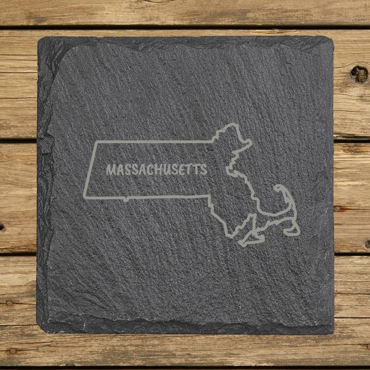 Dessous de verre en ardoise du Massachusetts – 16 modèles, carrés ou ronds pour la vente par Beach, Cats & Wine