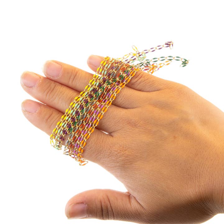 Jewel Pledge - Wholesale Craft Supplies - Gold Enamel Oval Link Chain for Jewelry Making CHG1037-012