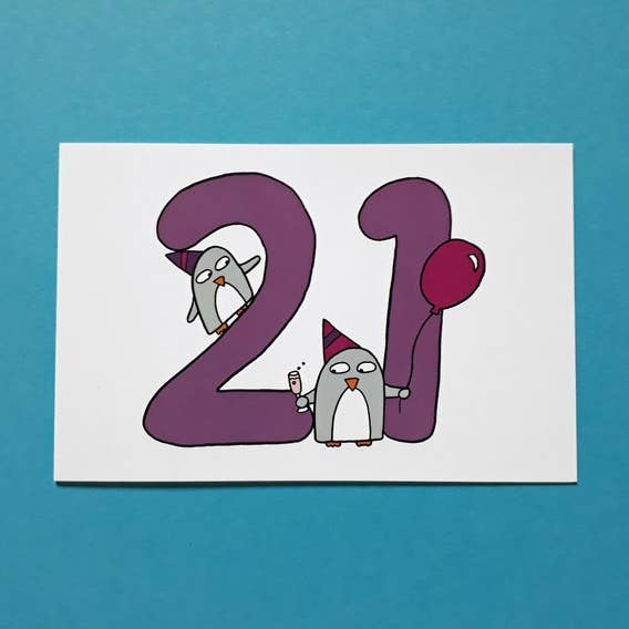 21st Birthday Card for wholesale by Penguin Parade