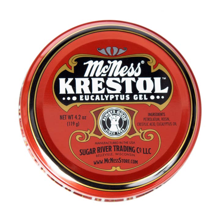 McNess Home Products/Sugar River Trading Co - Vendita all'ingrosso Unguenti/Balsami/Creme curative - McNess Krestol Eucalyptus Gel - latta da 4,2 once