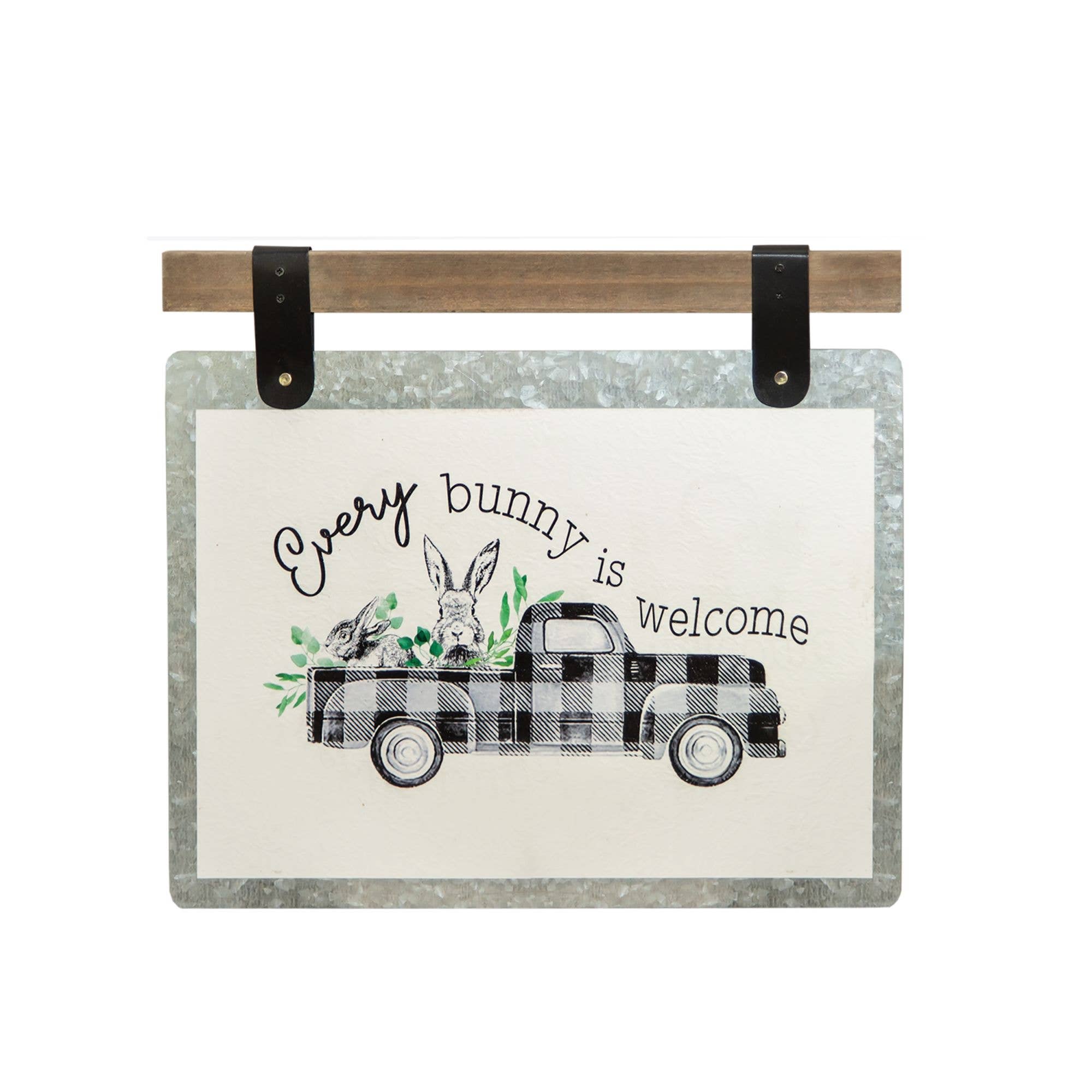 Col House Designs - Wholesale Sign - Everybunny Is Welcome Bunny & Truck Plaque