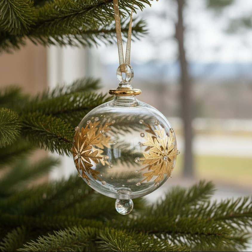 Dandarah (Ships from Canada) - Wholesale Ornament - Blown Glass Ornament - Gold Snow Flake3