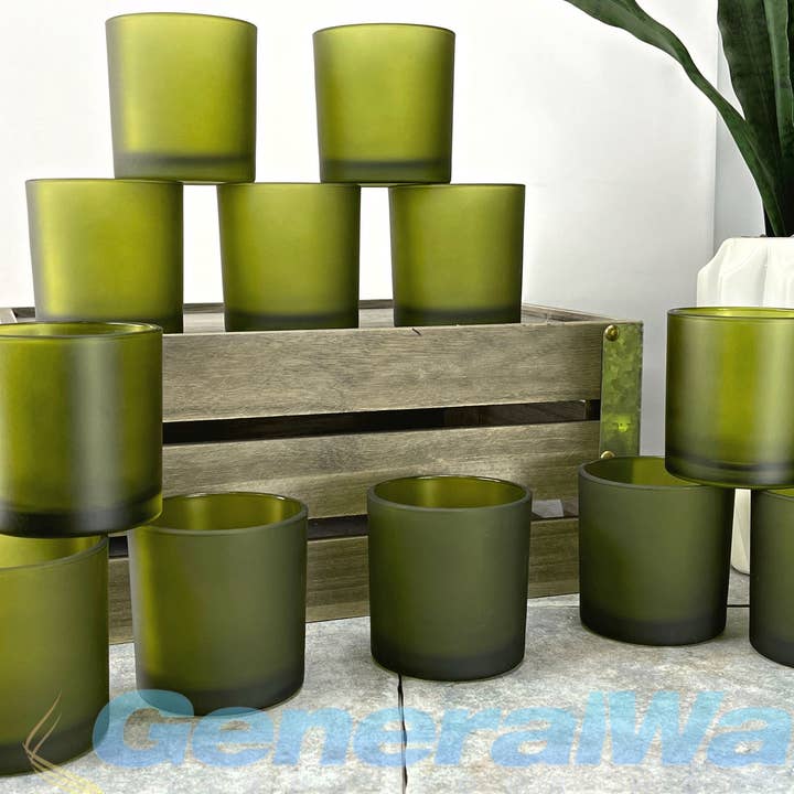 General Wax & Candle Company - Wholesale Candle Holder - 9.5 oz Monticiano Emerald - Candle Making Glass