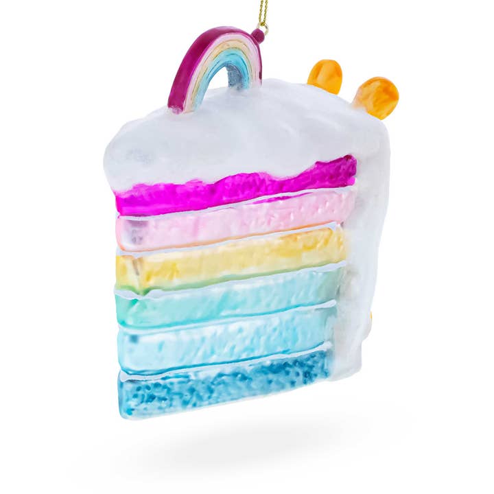 Vibrant Rainbow Layer Cake Glass Christmas Ornament for wholesale by BestPysanky