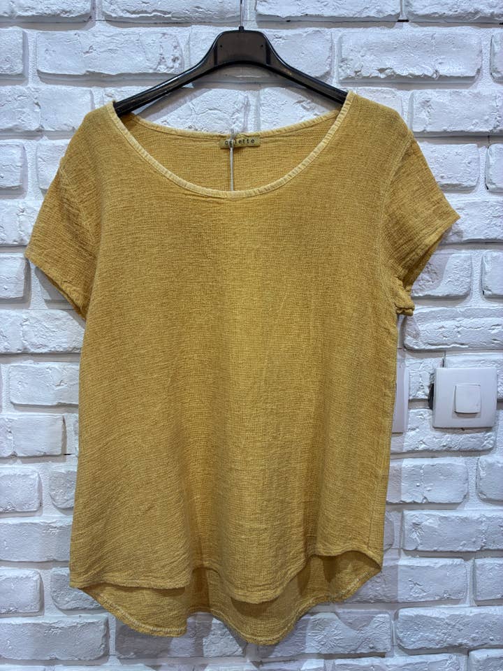 la maison des fibres naturelles - Wholesale T-shirt – women's - cotton-linen blend t-shirt, round neck 3389 10% linen 90% cotton12