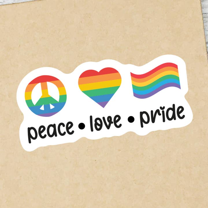 Autocollant Peace Love Pride | Autocollant en vinyle | Autocollant pour ordinateur portable | Autocollant Pride pour la vente par C3DAR Design