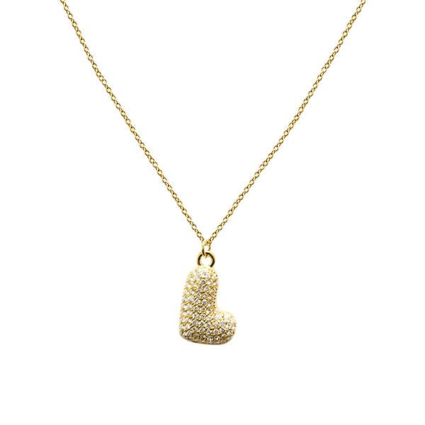 AMORINO SRL - Wholesale Pendant/Charm Necklace - BUBBLE INITIAL NECKLACE WITH ZIRCONIA - MY24784B517 GOLD10