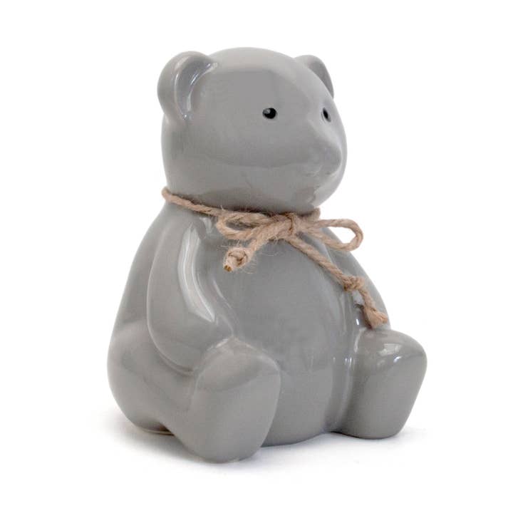 Gray Ceramic Teddy Bear Bank for wholesale by Child To Cherish®