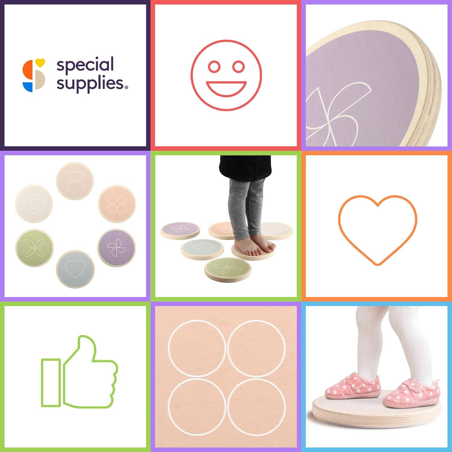 Special Supplies - Wholesale Wood Toy - Kids - Balance Stepping Stones for Kids, 6 Pc. Set, Sensory Early Learning Montessori Toys, Obstacle Course for Balance and Coordination, Non-Slip Step, Wood8