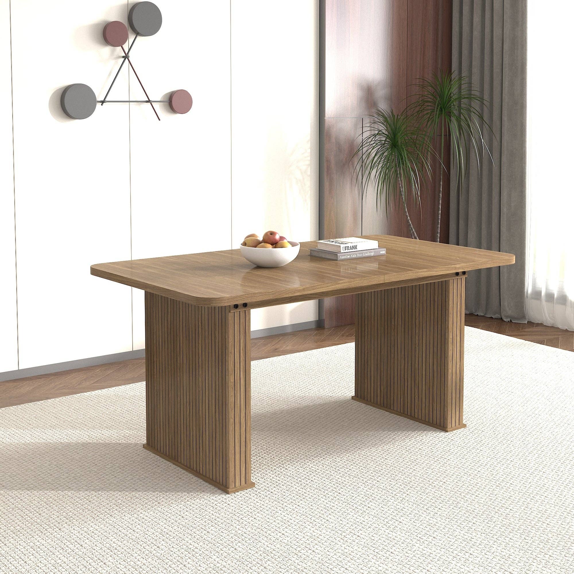 39F Inc. - Vente Tables d'appoint - Table à manger moderne extensible (6-10 places) - Beige Marron1