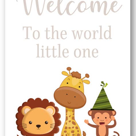 Second Ave Gift Company – Großhandel Babykarte – Second Ave Welcome To The World Little One Safari Glückwunschkarte für Neugeborene