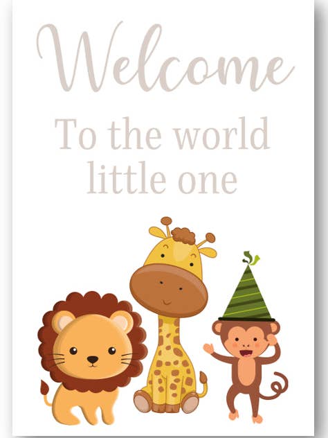 Second Ave Welcome To The World Little One Safari Newborn Baby Congratulations Card for wholesale by Second Ave Gift Company