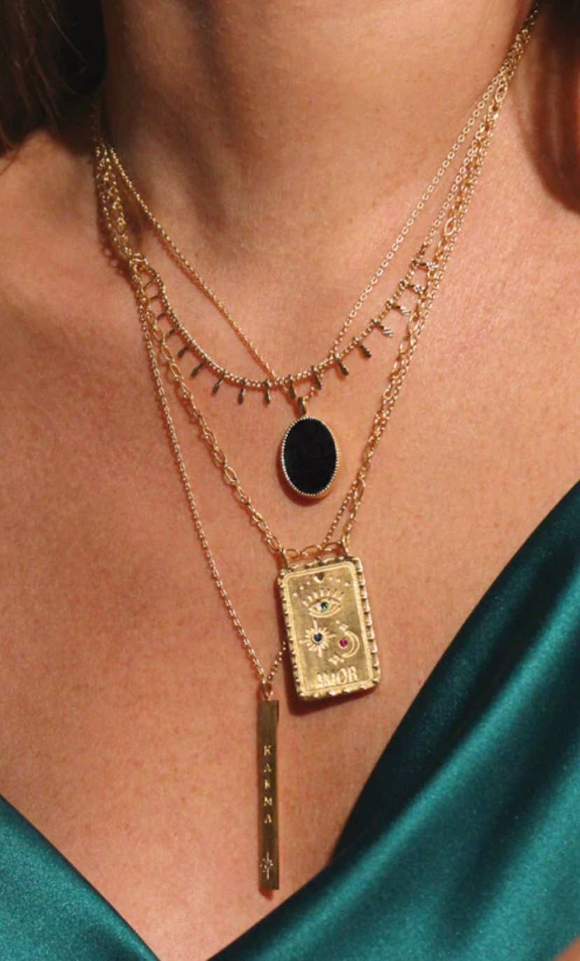 HoopLa – wholesale Pendant/charm necklace – Amor Talisman Evil Eye Necklace rhinestone14K gold7