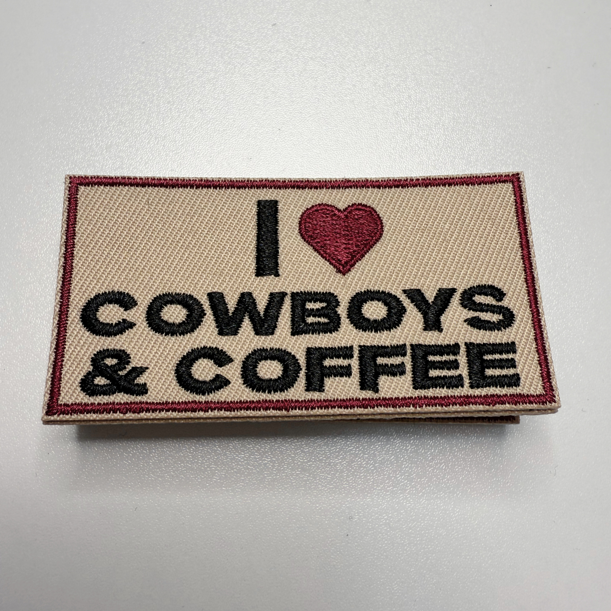 TEELUX - Wholesale Patch - 3" I Heart Cowboys & COFFEE -  Embroidered Hat Patch2