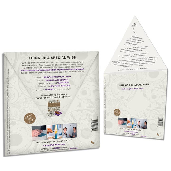 FLYING WISH PAPER ® - Wholesale Everyday Greeting Card - SWIRLS – 50 WISH PAPERS™ Manifest Wish-making WISHING KIT™2