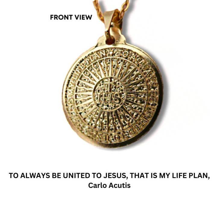 Guadalupe Gifts - Wholesale Pendant/Charm Necklace - Gold Vermeil Blessed Carlo Acutis Medal Necklace 18-inch1