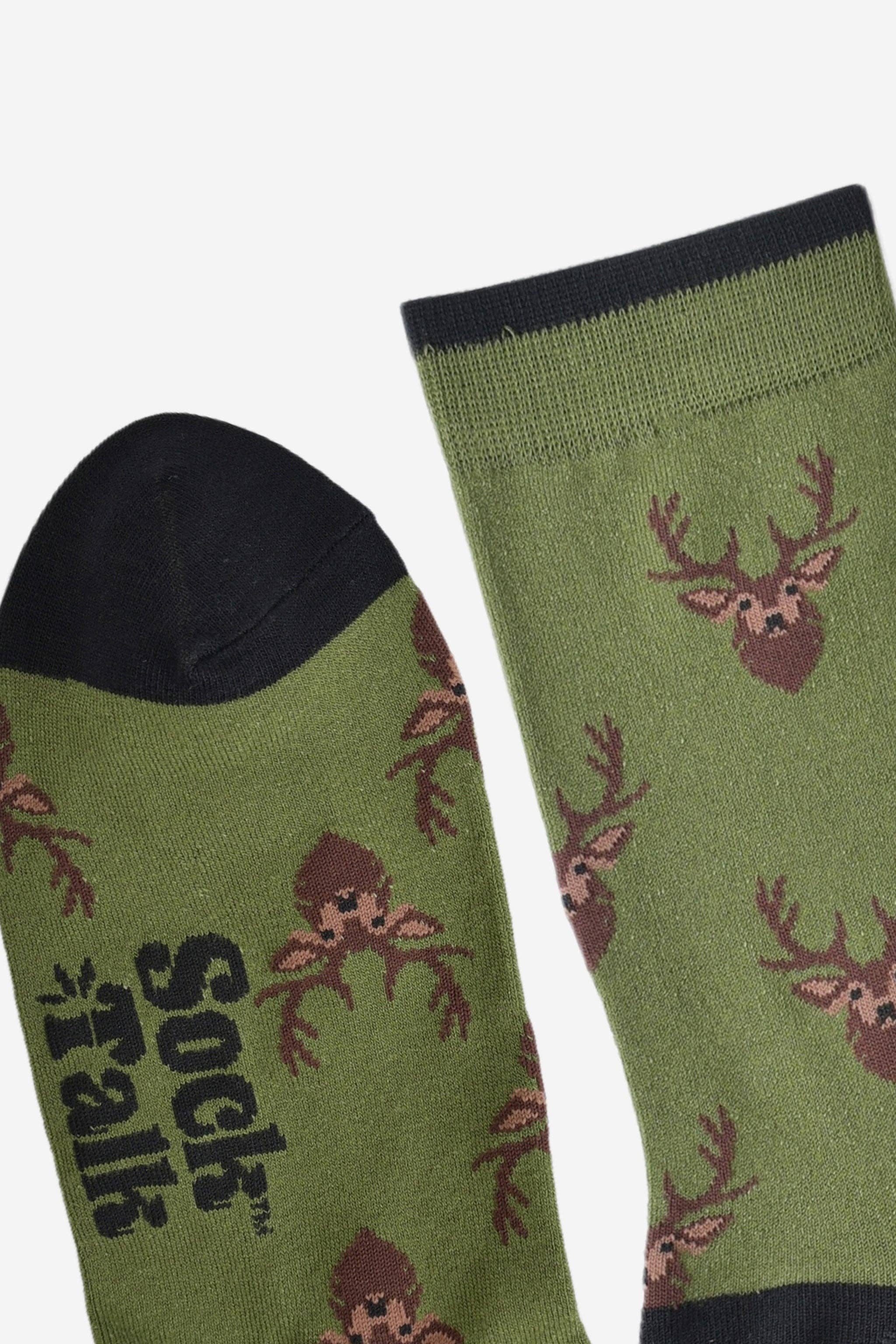 Sock Talk - Wholesale Socks - Men's - Men's Bamboo Socks - Green/Black, Stag1