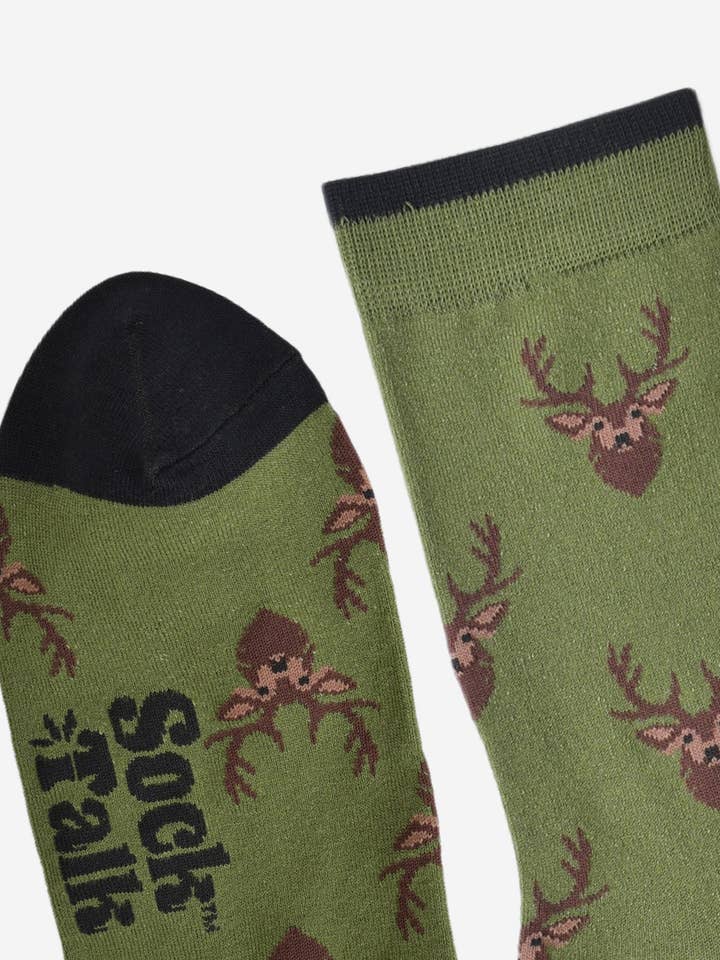 Sock Talk - Wholesale Socks – Men's - Men's Bamboo Socks - Green/Black, Stag1