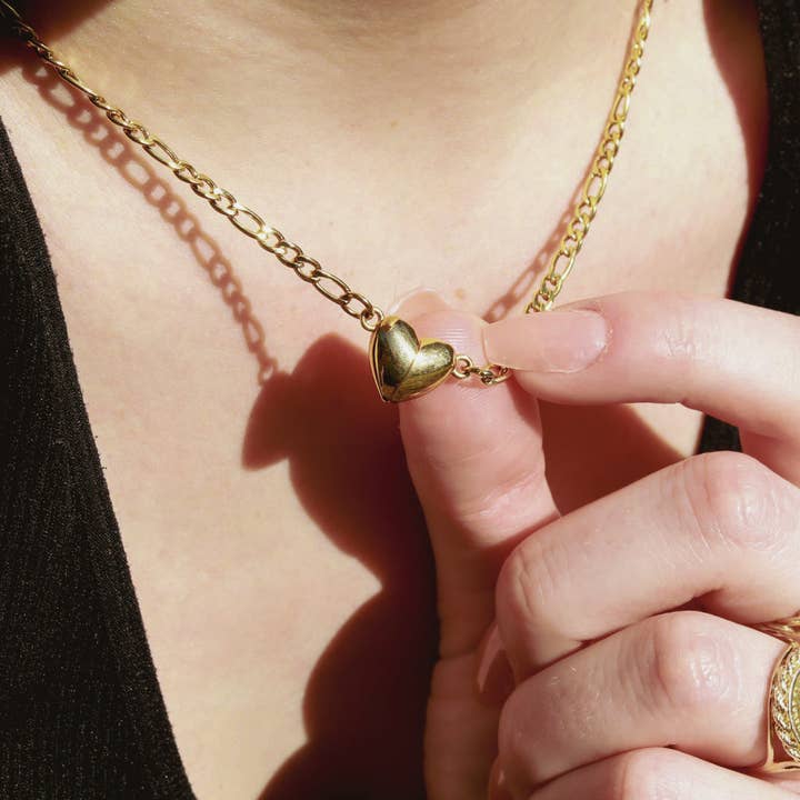 WJW - Wholesale Clasp - 18K Gold PVD Stainless Steel Heart Magnetic Clasp 3