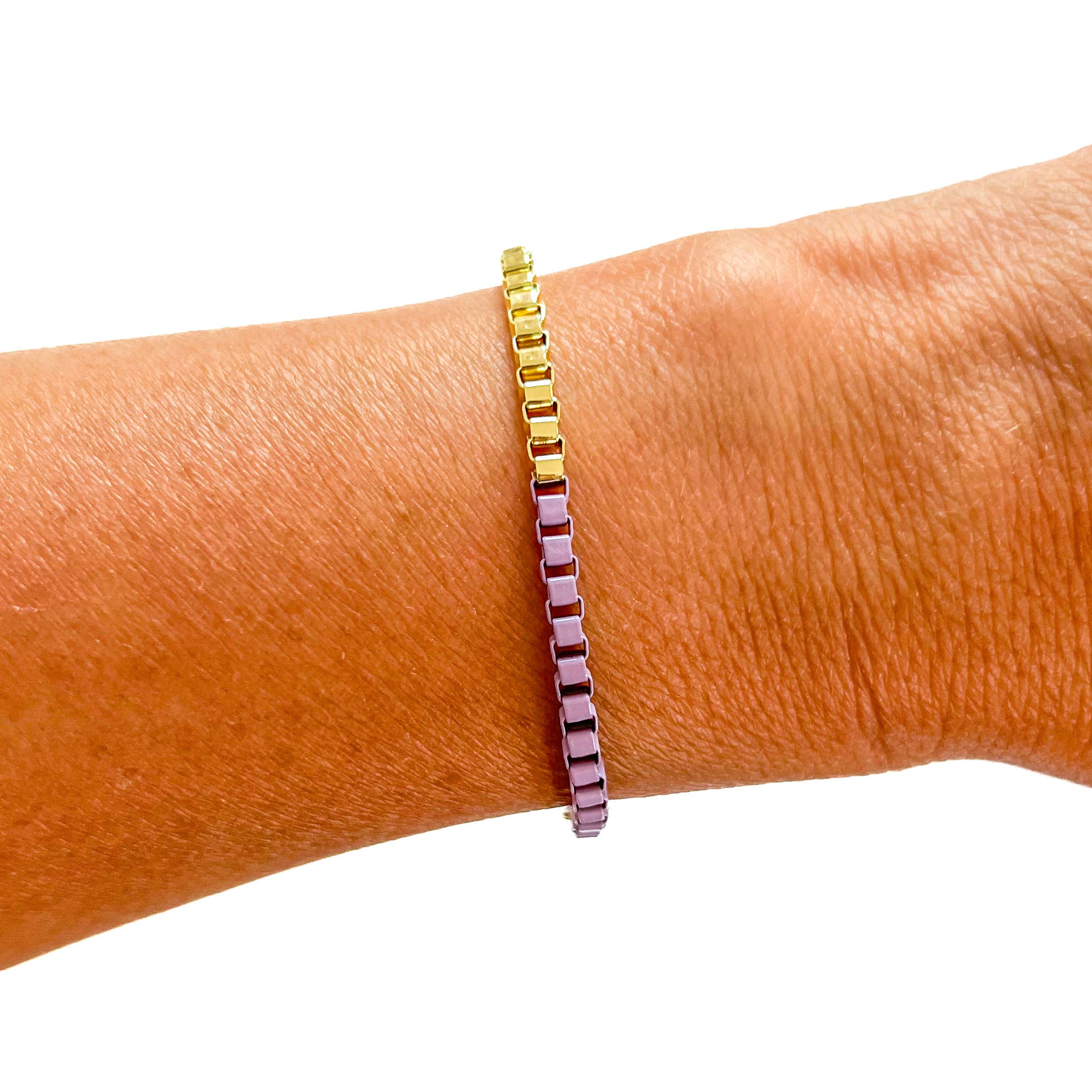 Savvy Bling - Wholesale Link & Chain Bracelet - Colored enamel Box chain link bracelet6