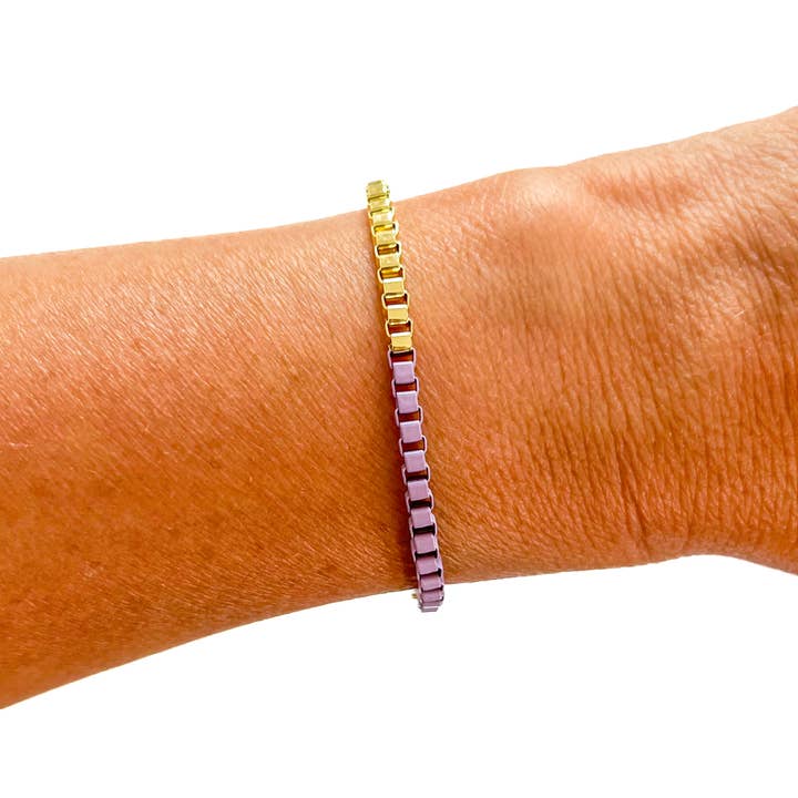 Savvy Bling - Wholesale Link & Chain Bracelet - Colored enamel Box chain link bracelet6