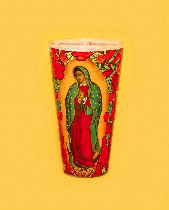 Tienda Esquipulas distribution - Wholesale Jar/Filled Candle - Virgin of Guadalupe & Roses GM Candle1