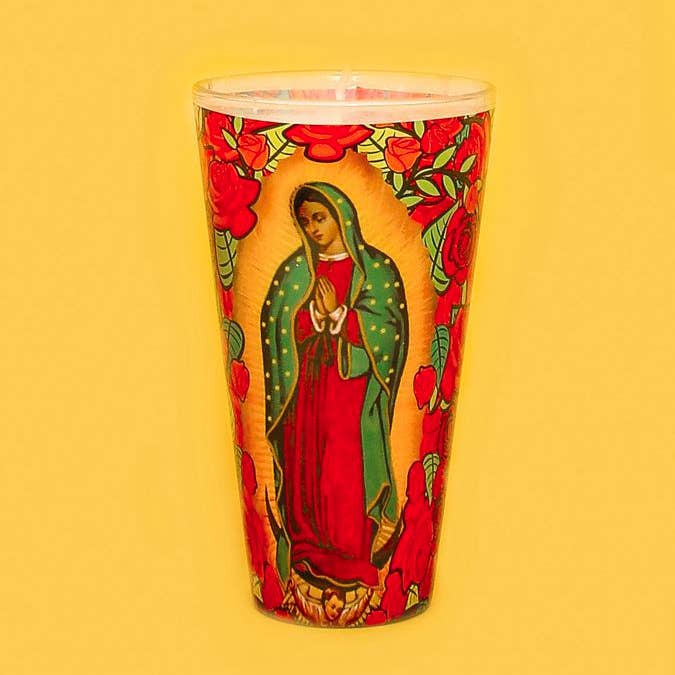 Tienda Esquipulas distribution - Wholesale Jar/Filled Candle - Virgin of Guadalupe & Roses GM Candle1