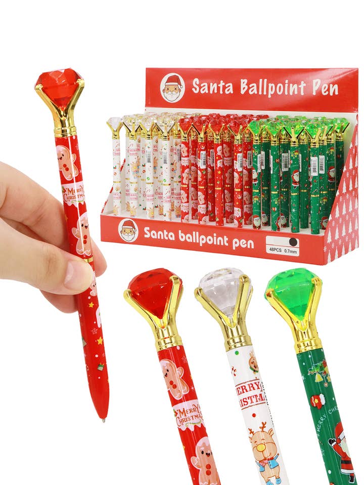 Christmas Bling Diamond Gem Pen - 48 Pcs for wholesale by Cap Zone