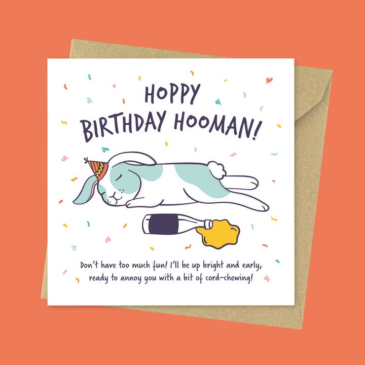 Carte d'anniversaire amusante à mâcher en forme de lapin//anniversaire d'un lapin pour la vente par Goofy Guineas